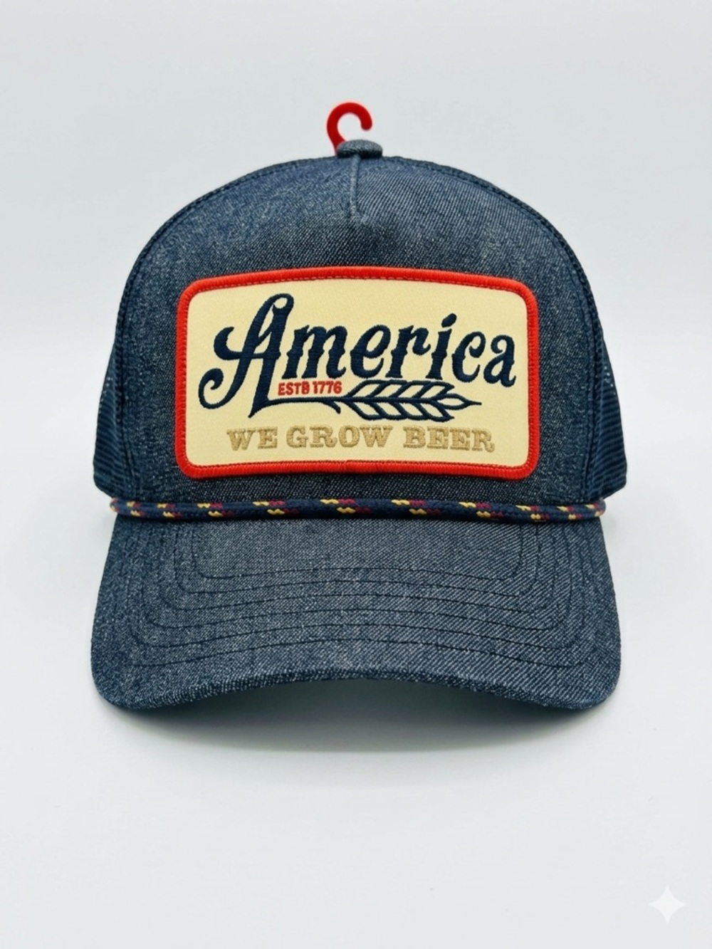 Rural Cloth America We Grow Beer Trucker Hat Mesh Snapback Cap Navy